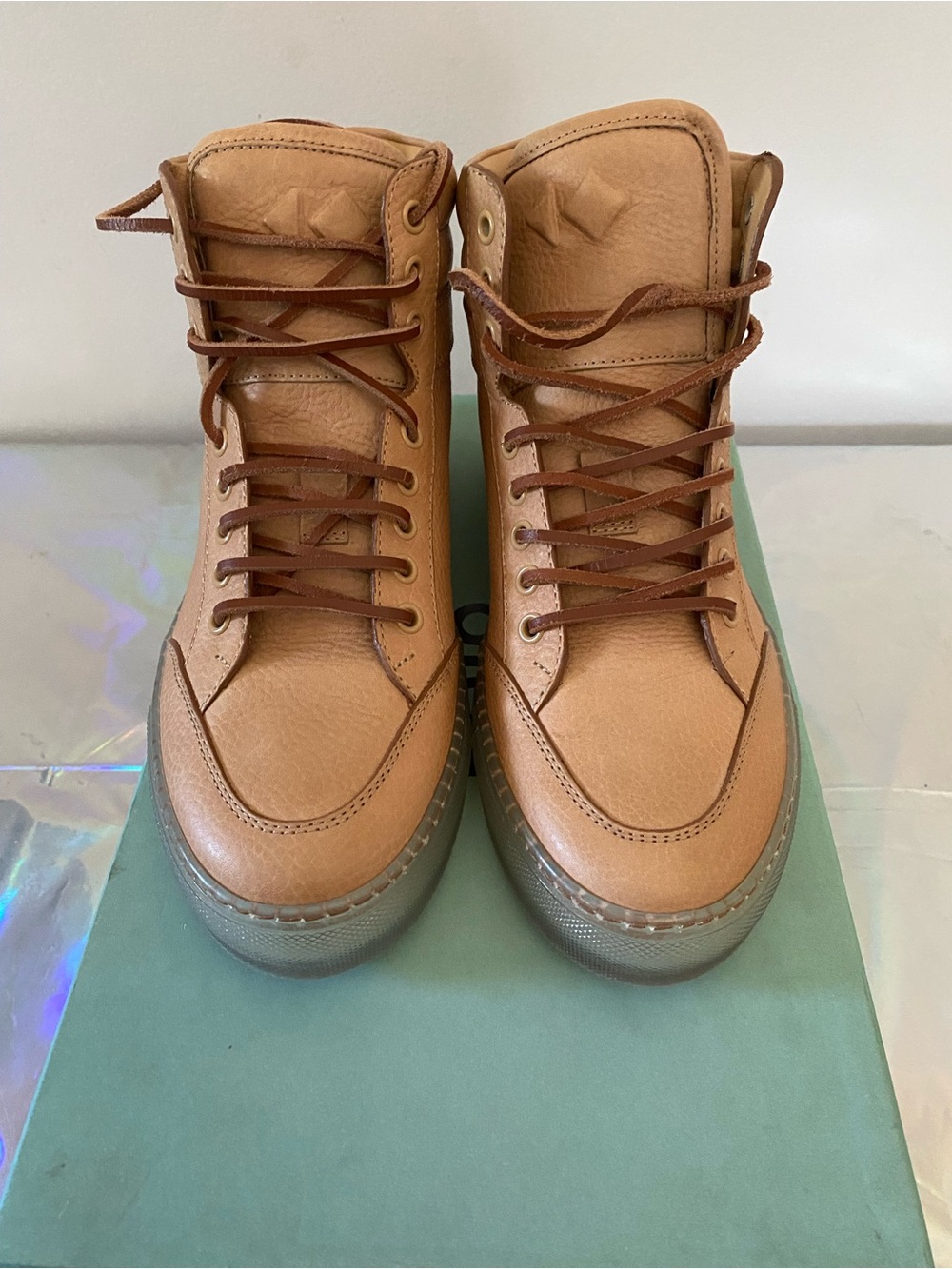 KOIO Primo Bradley Duncan Tan Leather High-Top Sneakers